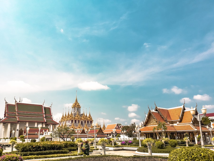 Thai temple complex with multi-tiered spires, Bangkok